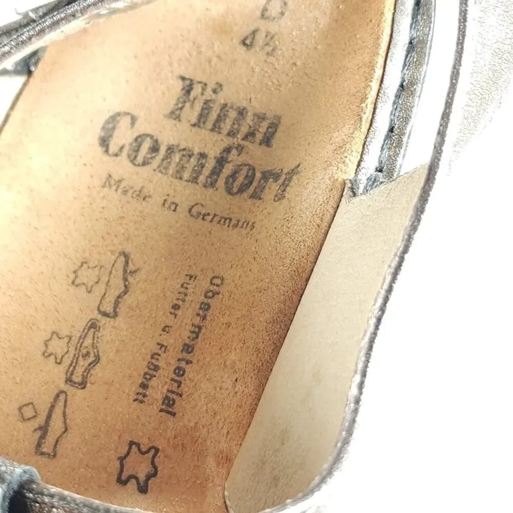 Finn Comfort Women's Adana US7,5D UK4,5 Metallic Leather Slingback Sandals